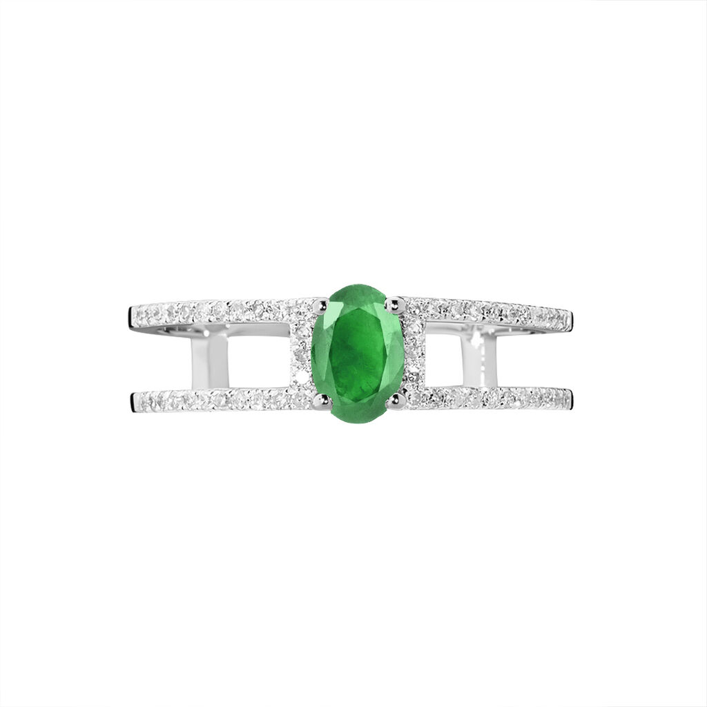 Bague Or Blanc Ovale Emeraude Diamants B3dfbev274n Marc Orian