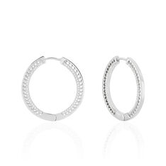 Creoles Argent Rhodie Analou Cercle Oxyde