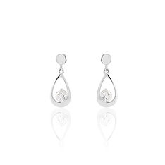Boucles D'Oreilles  Or Blanc Et Oxydes