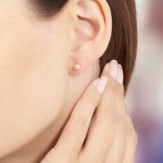 Boucles D'Oreilles Argent Rose Puce Boule