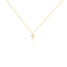 Collier Or Jaune Croix Oxydes Zirconium Arene - Colliers Famille | Marc Orian