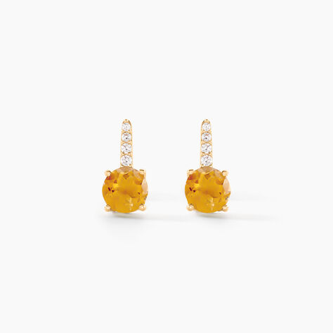 Boucles D'oreilles Puces Monroe Or Jaune Citrine Oxyde De Zirconium - Puces Femme | Marc Orian