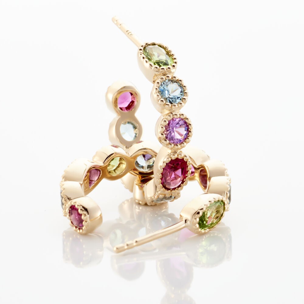 Cr&eacute;oles Lutine Ovales Plaqu&eacute; Or Jaune Oxyde Et Pierre De Synthese - Cr&eacute;oles Femme | Marc Orian