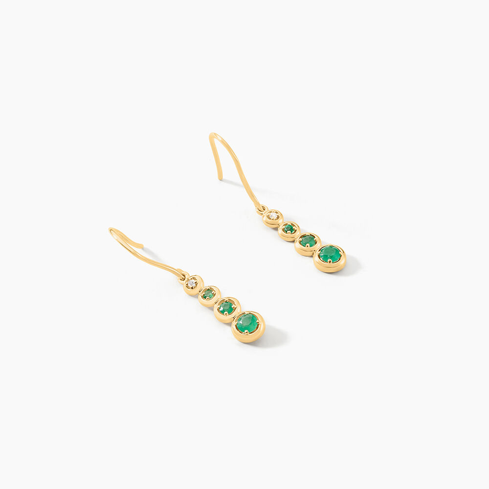 Boucles D'oreilles Pendantes Josephine Or Jaune Emeraude - Pendantes Femme | Marc Orian