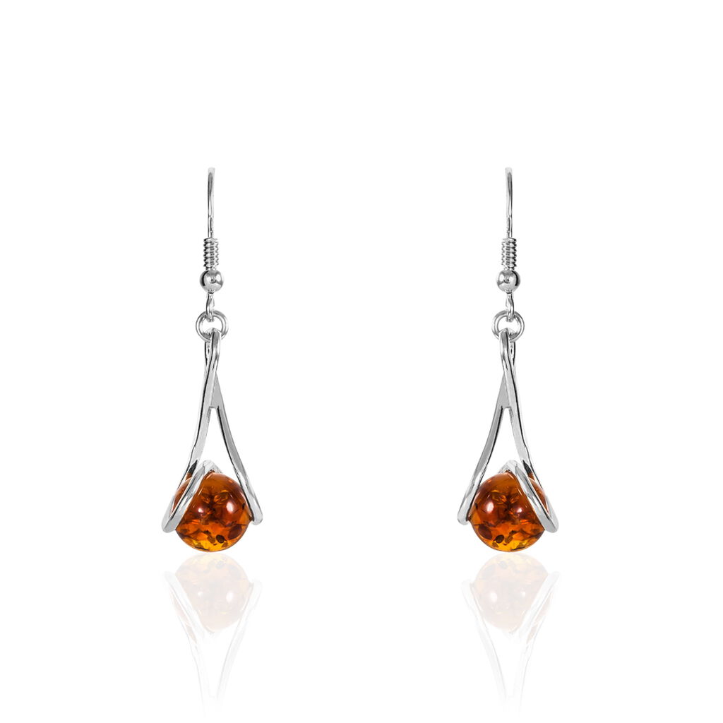 Boucles D'oreilles Pendantes Argent Blanc Simona Ambre - Pendantes Femme | Marc Orian