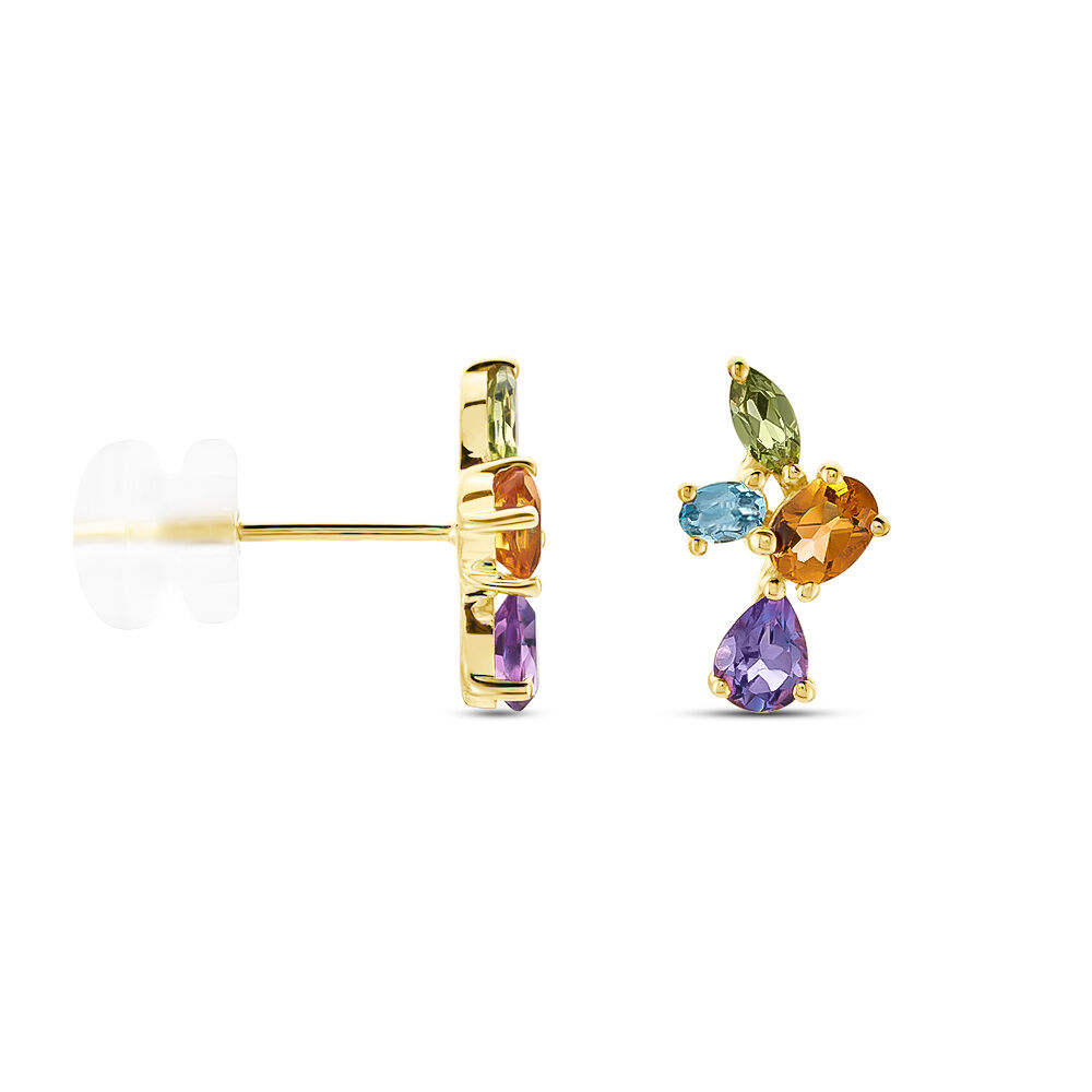 Boucles D'oreilles Puces Hortense Or Jaune Citrine Am&eacute;thyste Topaze - Puces Femme | Marc Orian
