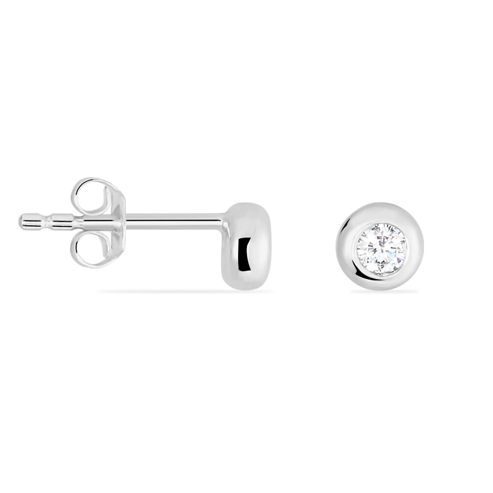 Boucles D'oreilles Puces Argent Blanc Laureano Oxyde De Zirconium - Puces Femme | Marc Orian