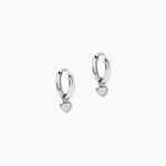 Cr&eacute;oles Mini Heart Argent Blanc Oxyde De Zirconium - Boucles d'oreilles pampille Femme | Marc Orian