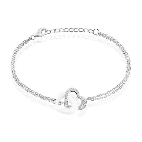 Bracelet Lovea Argent Blanc Céramique Et Oxyde De Zirconium - Bracelets Anneaux Entrelaces Femme | Marc Orian