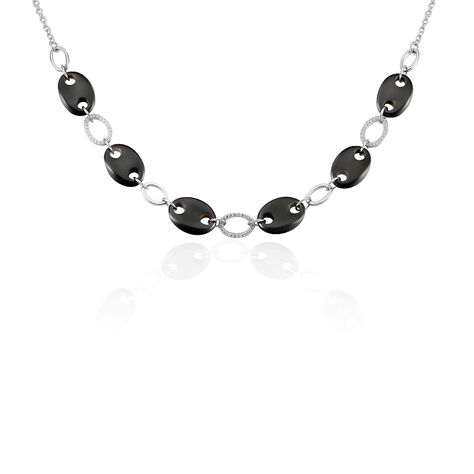 Collier Hattie Argent Blanc C&eacute;ramique Et Oxyde De Zirconium - Colliers avec pierres Femme | Marc Orian