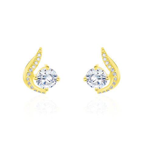 Boucles D'oreilles Puces Sevde Or Jaune Oxyde De Zirconium - Puces Femme | Marc Orian