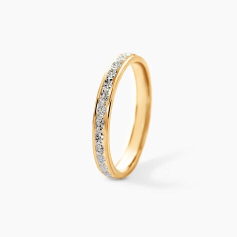 Alliance Grain De Folie Diamantee Ruban Plat Or Bicolore - Alliances duo Unisex | Marc Orian
