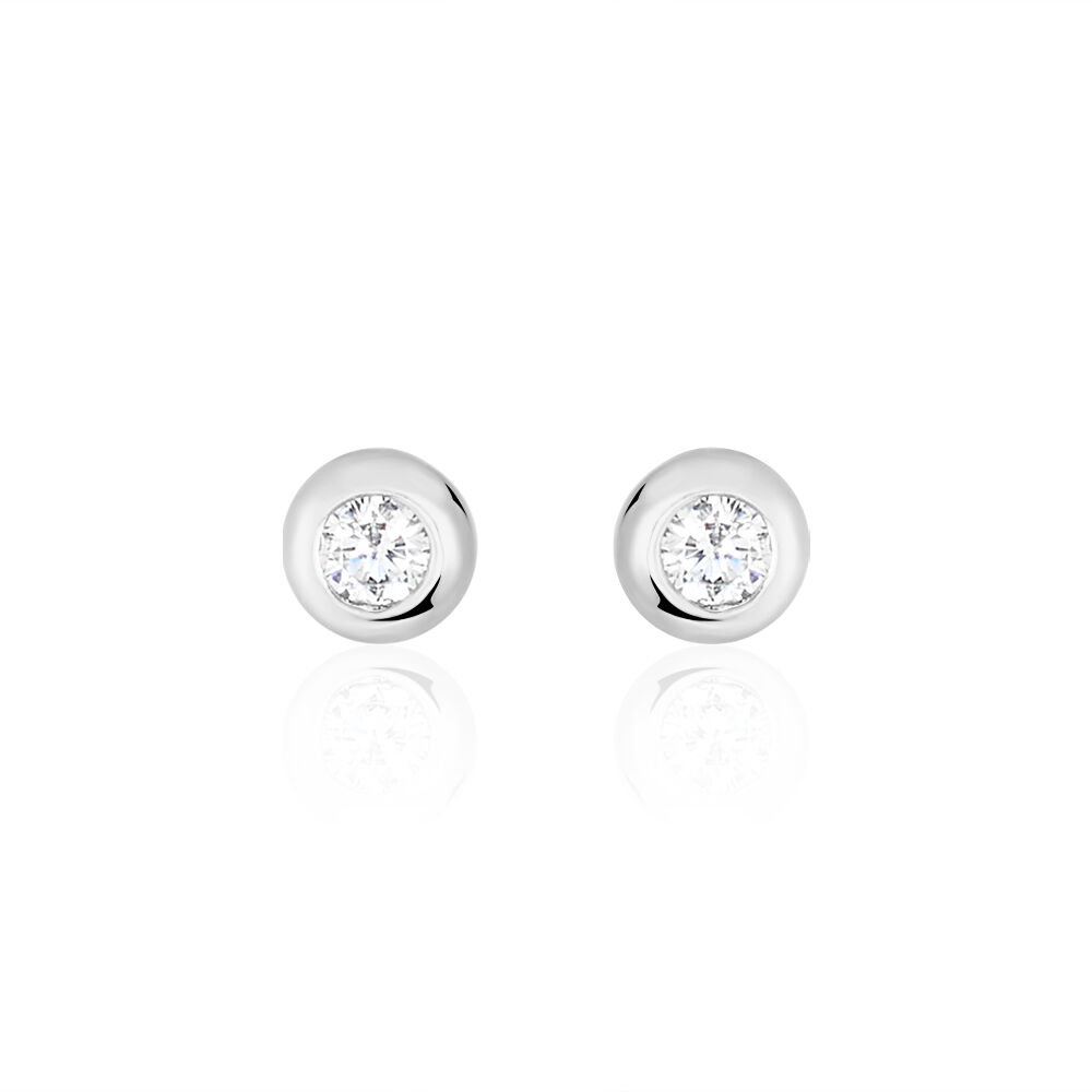 Boucles D'oreilles Puces Argent Blanc Laureano Oxyde De Zirconium - Puces Femme | Marc Orian