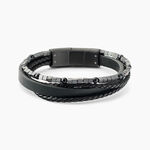 Bracelet Jourdan Cuir De Vache Noir H&eacute;matite Onyx - Bracelets cuir Homme | Marc Orian