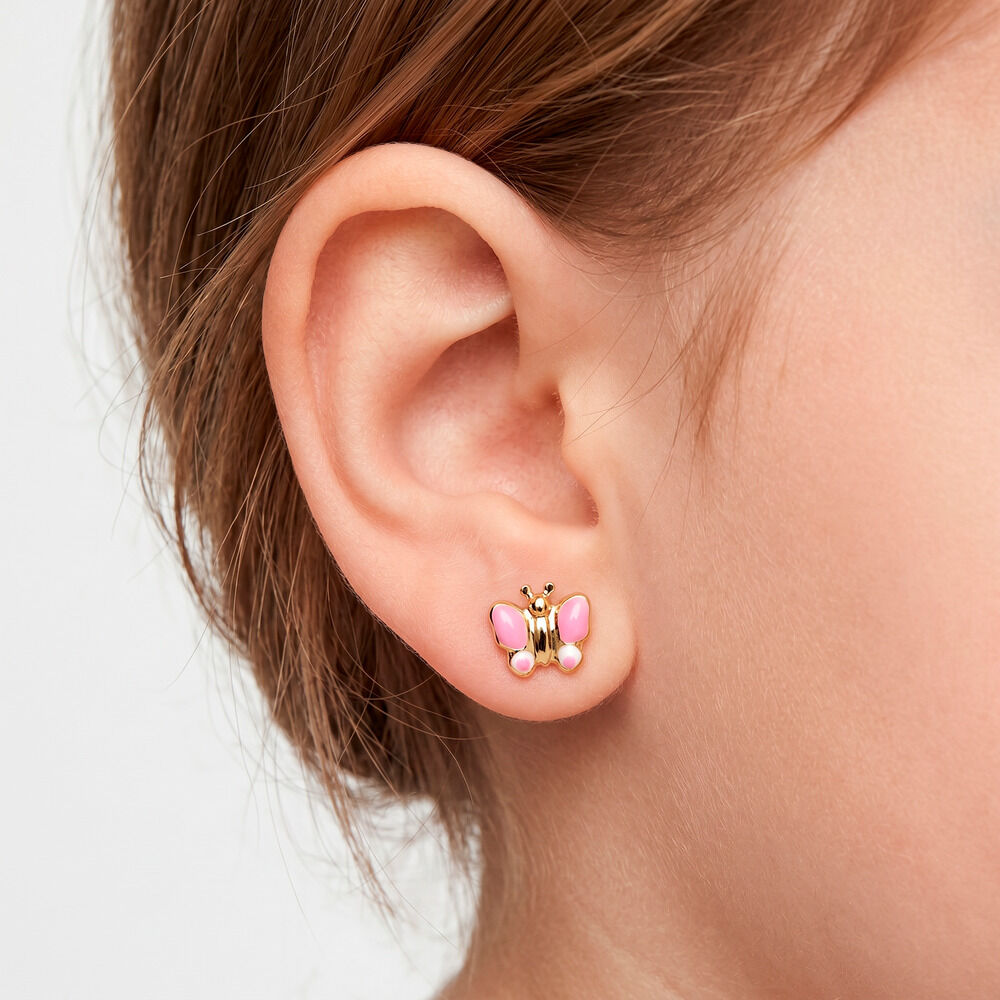 Boucles D'oreilles Puces Sienna Papillon Or Jaune - Puces Enfant | Marc Orian