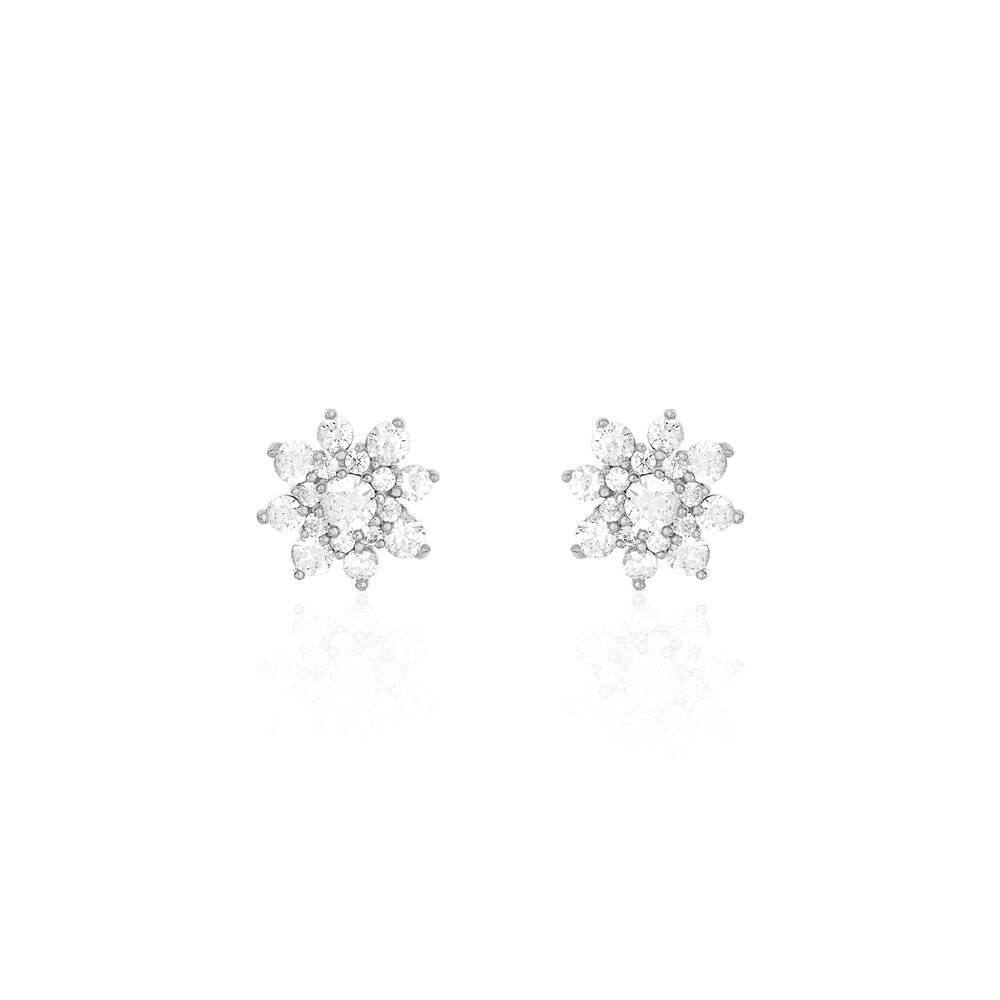 Boucles D'oreilles Puces Lorraine Argent Blanc Oxyde De Zirconium - Puces Femme | Marc Orian