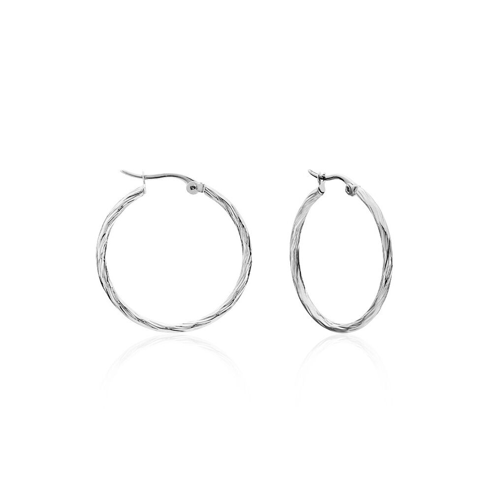 Créoles Esaias Acier Blanc - Créoles Femme | Marc Orian