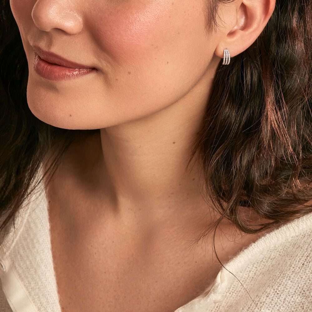 Créoles Oiva Or Blanc Oxyde De Zirconium - Créoles Femme | Marc Orian