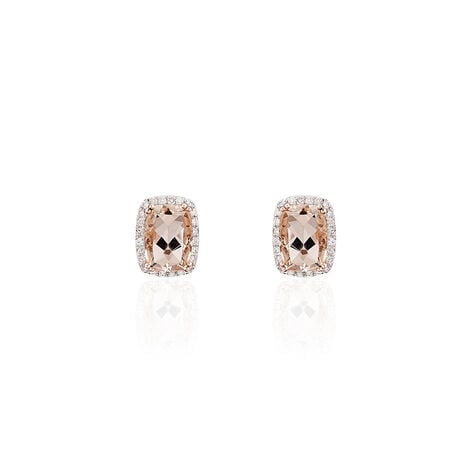 Boucles D'oreilles Puces Kloe Or Rose Morganite Et Diamant - Puces Femme | Marc Orian