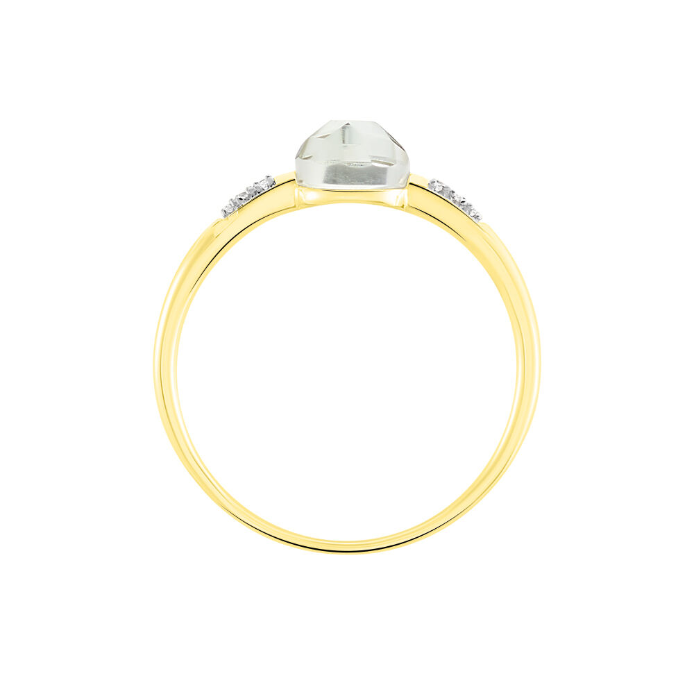 Bague Bonbon Or Jaune Prasiolite Et Oxyde De Zirconium - Bagues avec pierre Femme | Marc Orian