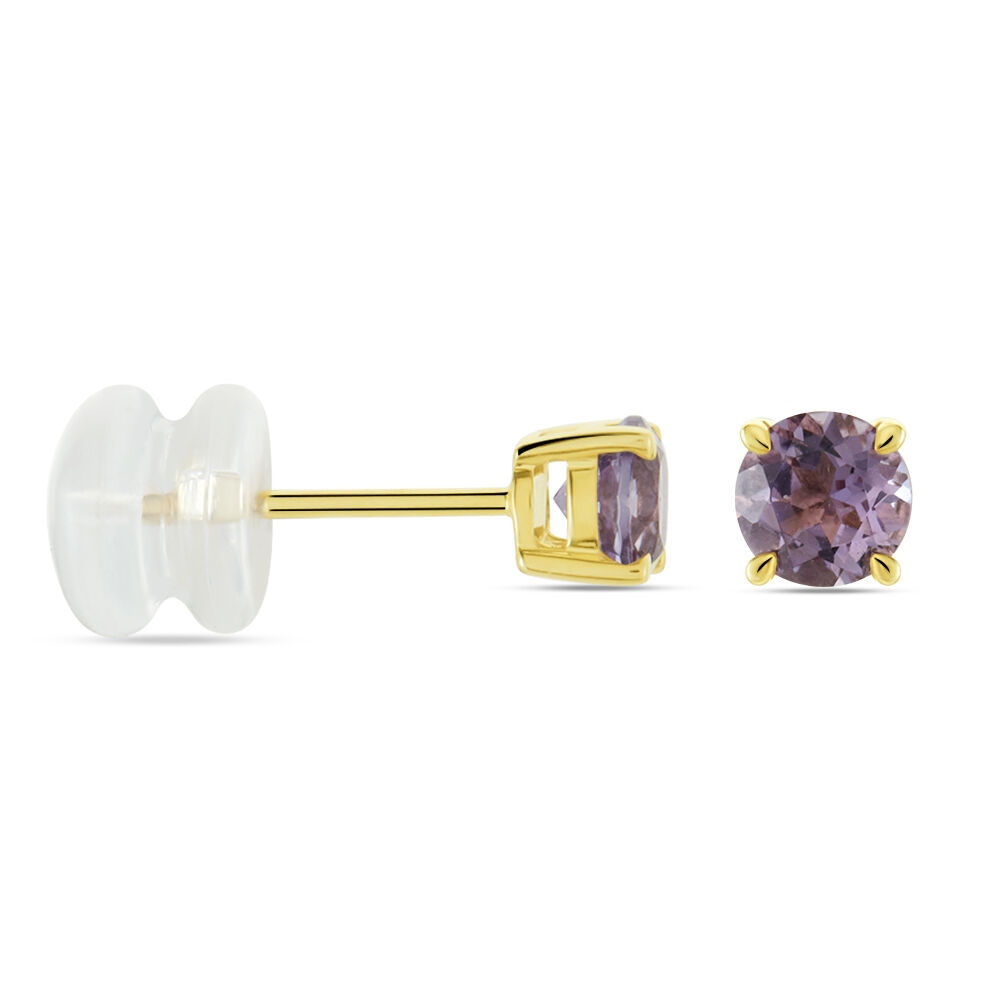 Boucles D'oreilles Puces Elea Or Jaune Amethyste Violet - Puces Femme | Marc Orian