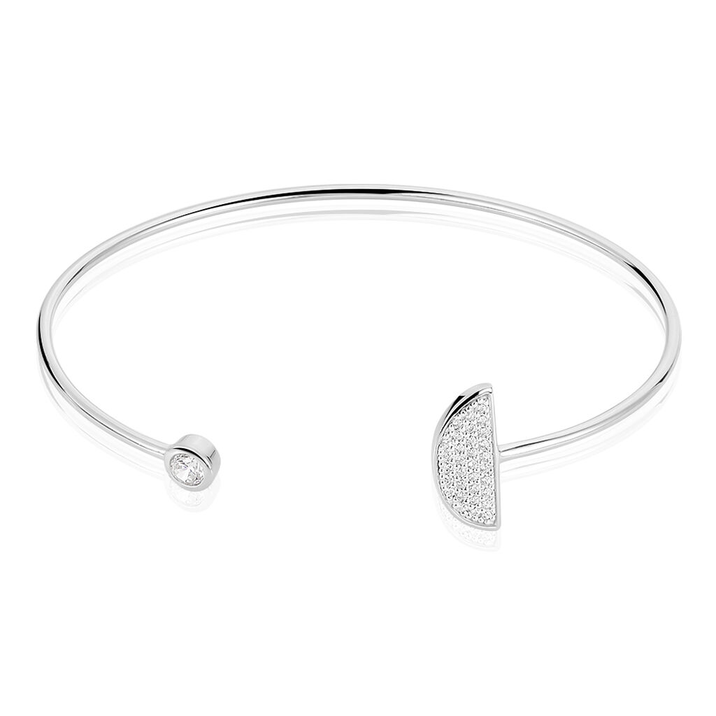 Bracelet Jonc Elsa Argent Blanc Oxyde De Zirconium - Bracelets fantaisie Femme | Marc Orian