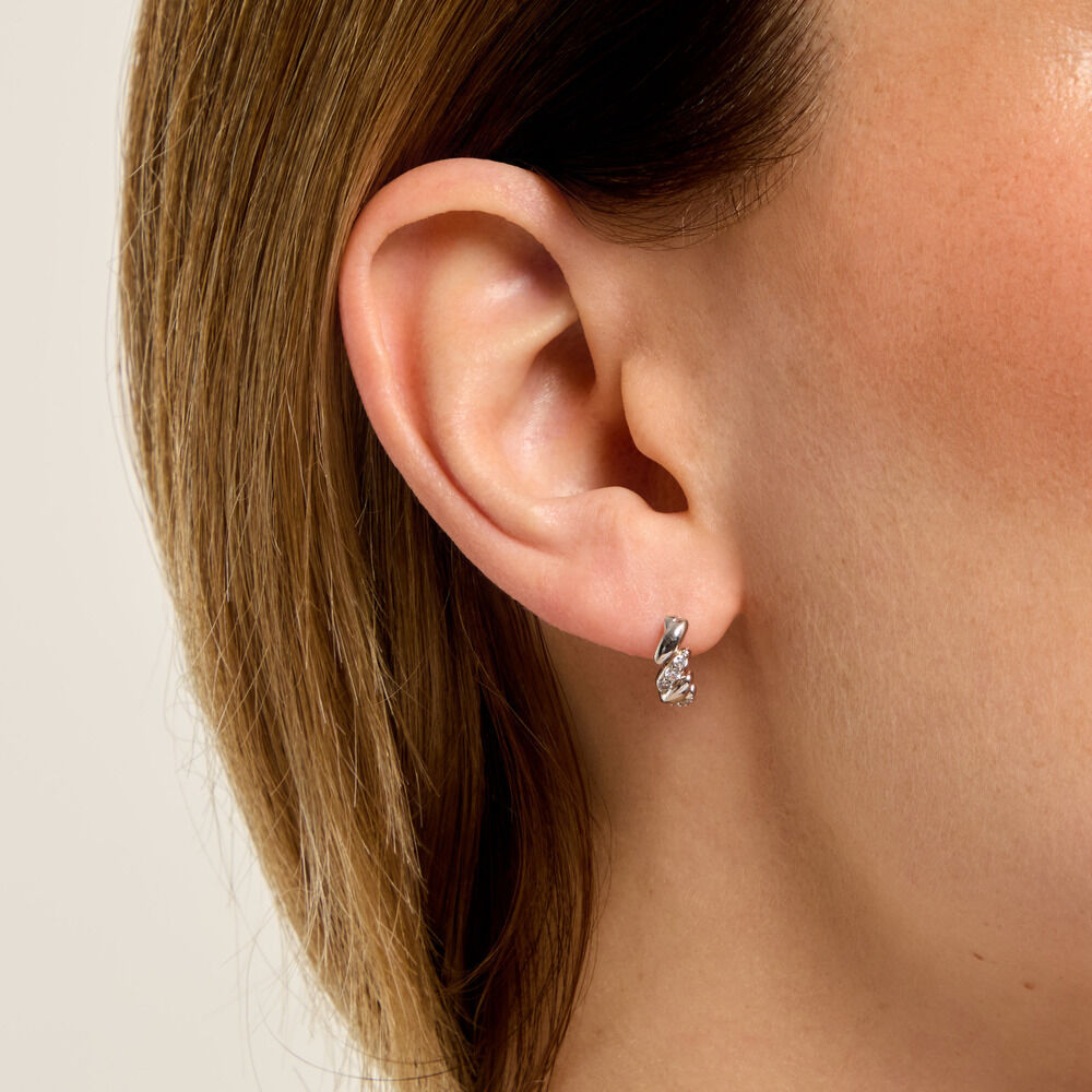 Cr&eacute;oles Fulk Argent Blanc Oxyde De Zirconium - Cr&eacute;oles Femme | Marc Orian