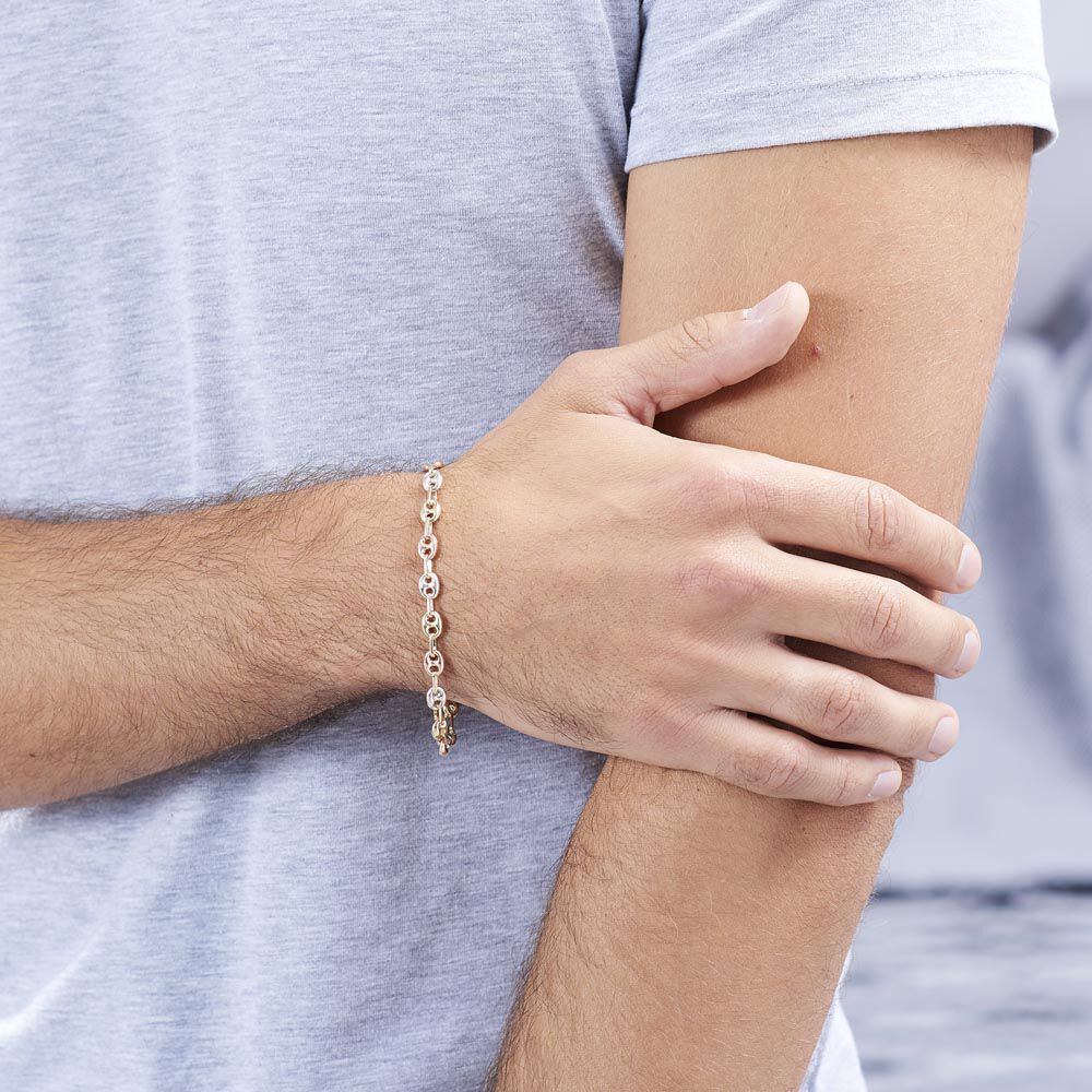 Bracelet Dami Maille Grain De Café Or Tricolore - Bracelets mailles Homme | Marc Orian