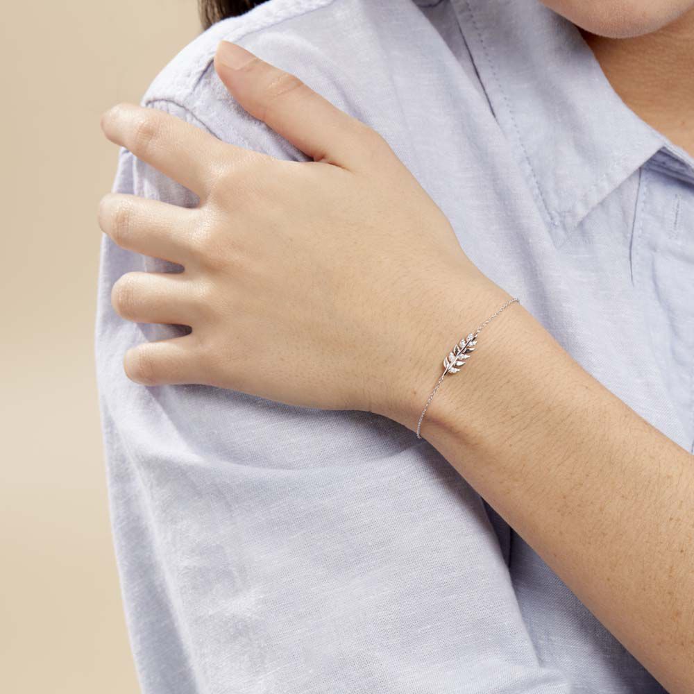 Bracelet Argent Blanc Jade Oxydes De Zirconium Blancs -  Femme | Marc Orian