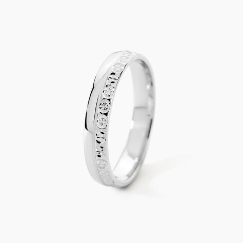 Alliance Fantaisie Diamantee Ruban Plat Or Blanc - Alliances duo Unisex | Marc Orian