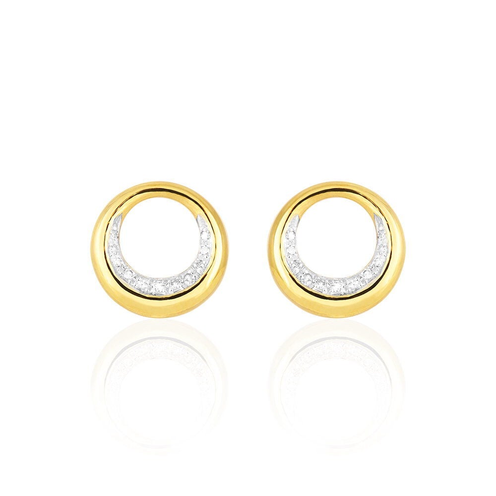 Boucles D'oreilles Puces Batoul Or Jaune Diamant - Puces Femme | Marc Orian