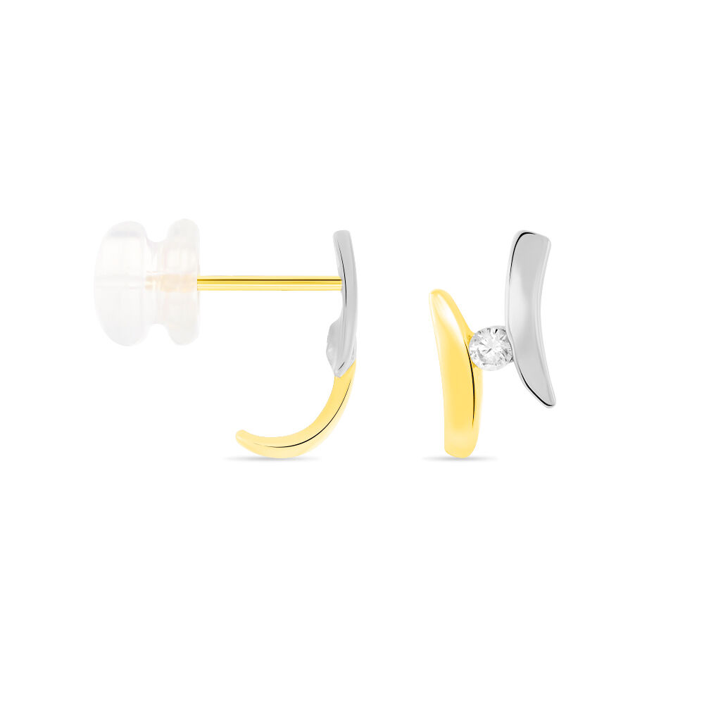 Boucles D'oreilles Pendantes Ascagne Or Bicolore Oxyde De Zirconium - Pendantes Femme | Marc Orian