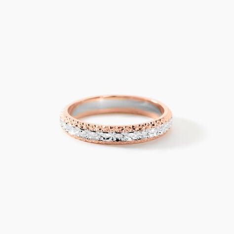 Alliance Multi Facettes Diamantee Demi Jonc Classique Or Bicolore - Alliances personnalis&eacute;es Femme | Marc Orian