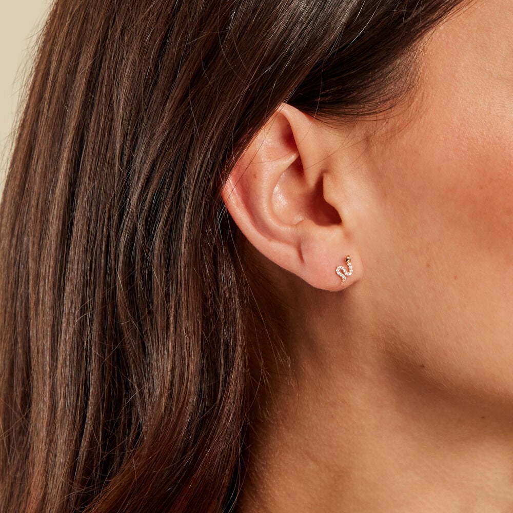 Boucles D'oreilles Puces Sergius Or Jaune Oxyde De Zirconium - Puces Femme | Marc Orian