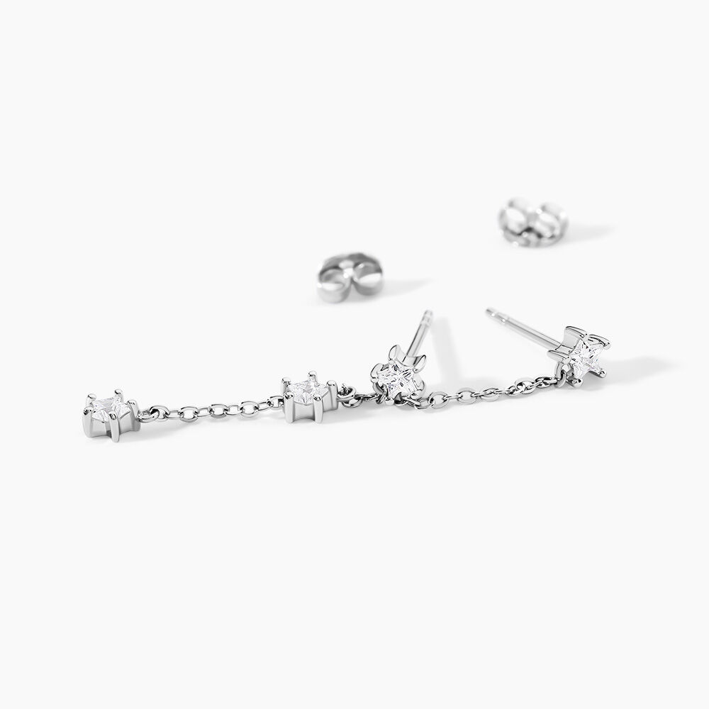 Boucles D'Oreilles Pendantes Estrella Argent Blanc Oxyde De Zirconium - Pendantes Femme | Marc Orian