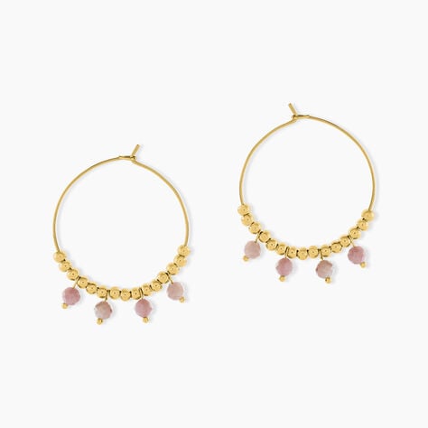 Créoles Acier Jaune Rhodochrosite - Créoles Femme | Marc Orian