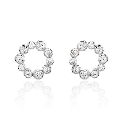 Boucles D'oreilles Puces Ryo Argent Blanc Oxyde De Zirconium - Puces Femme | Marc Orian