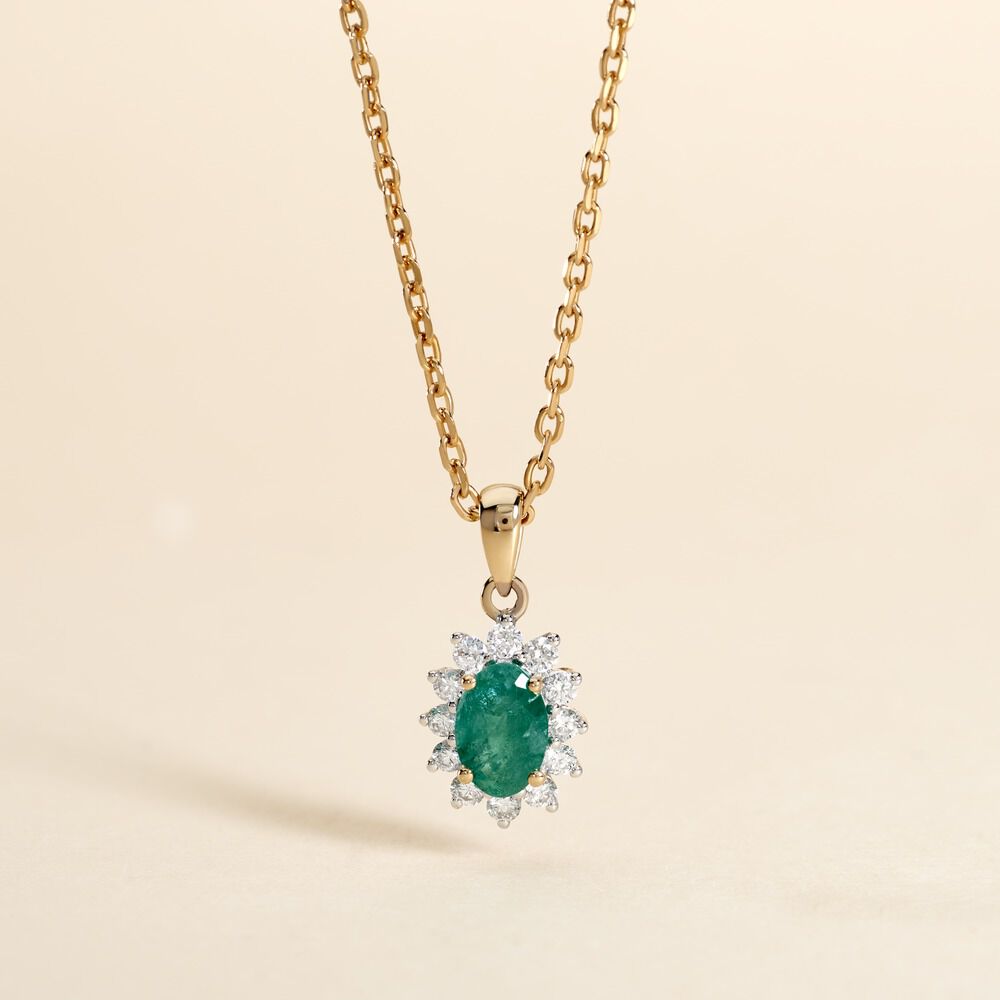 Pendentif Or Jaune Emeraude Diamants - Pendentifs Femme | Marc Orian