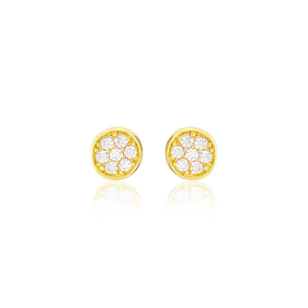 Boucles D'oreilles Puces Pastille Serti Clos Or Jaune Oxyde - Puces Femme | Marc Orian