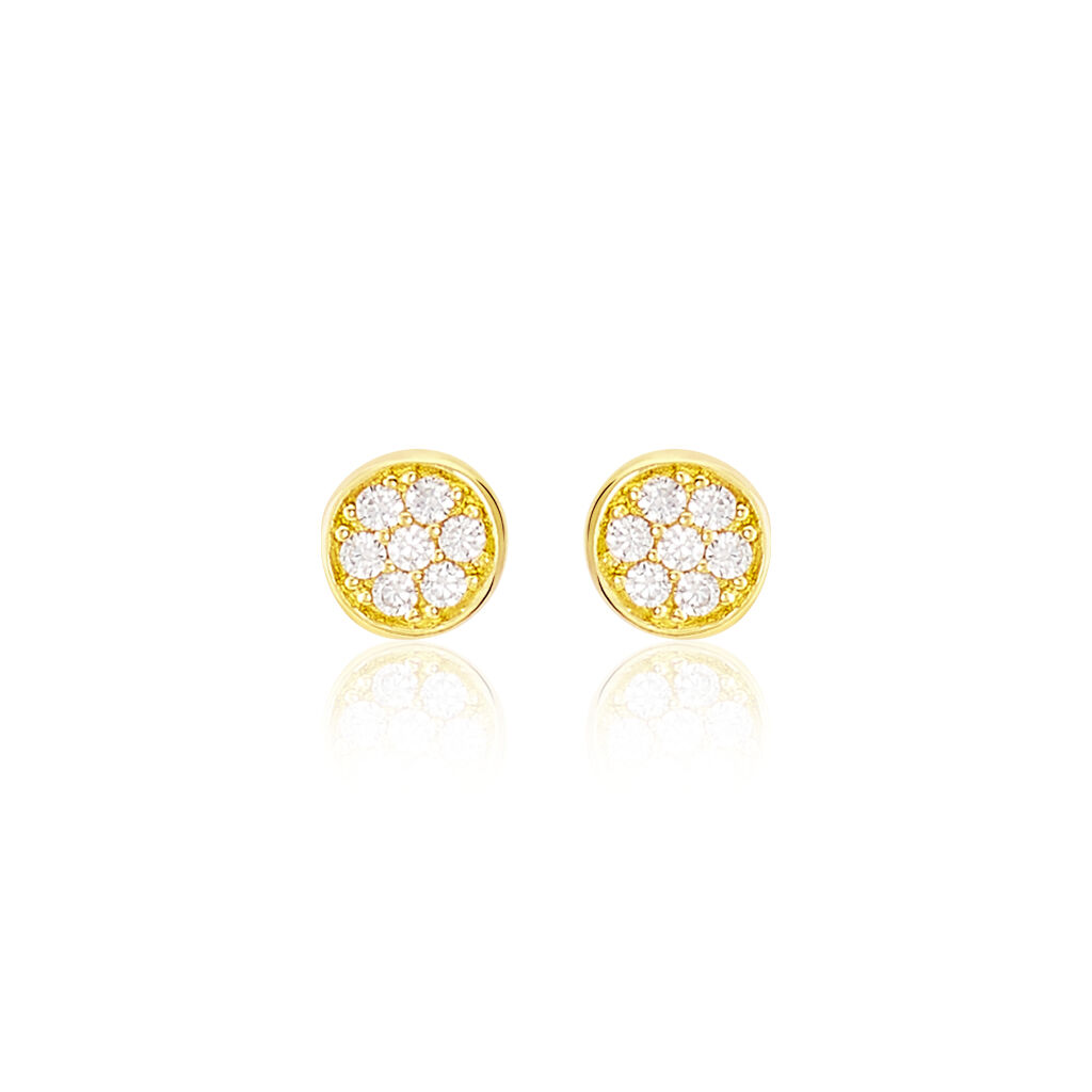 Boucles D'oreilles Puces Pastille Serti Clos Or Jaune Oxyde - Puces Femme | Marc Orian