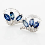 Boucles D'oreilles Puces Petale Or Blanc Saphir Et Diamant - Boucles d'oreilles mariage Femme | Marc Orian
