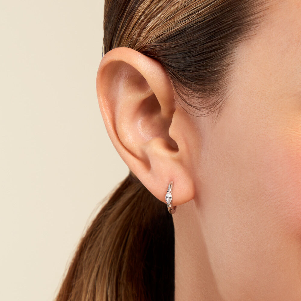 Créoles Ellinor Argent Blanc Oxyde De Zirconium - Créoles Femme | Marc Orian