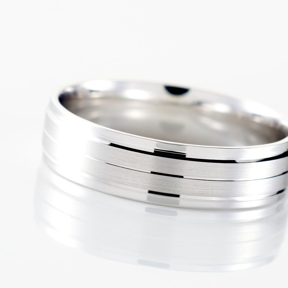 Alliance Basile Ruban Plat Or Blanc - Alliances duo Unisex | Marc Orian