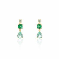 Boucles D'oreilles Pendantes Huffie Plaqué Or Jaune Pierre D'imitation
