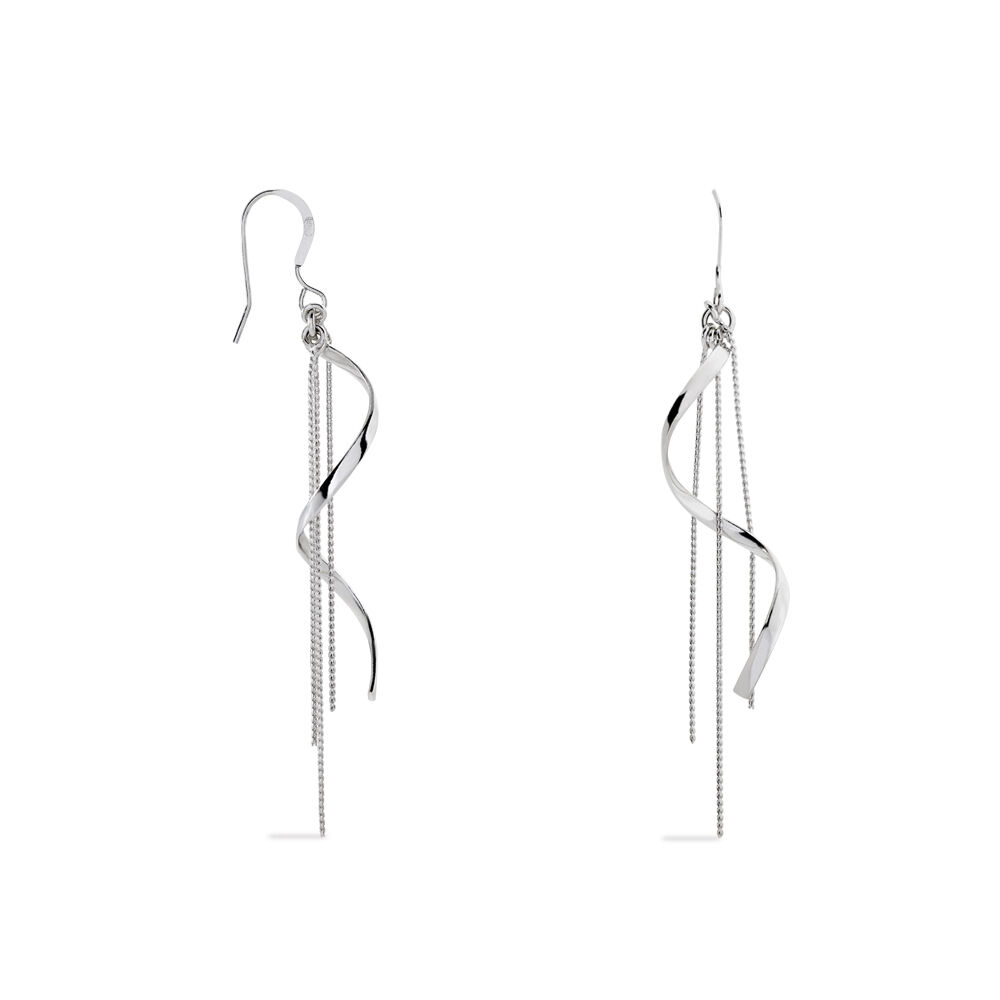 Boucles D'oreilles Pendantes Rizlaine Argent Blanc - Pendantes Femme | Marc Orian