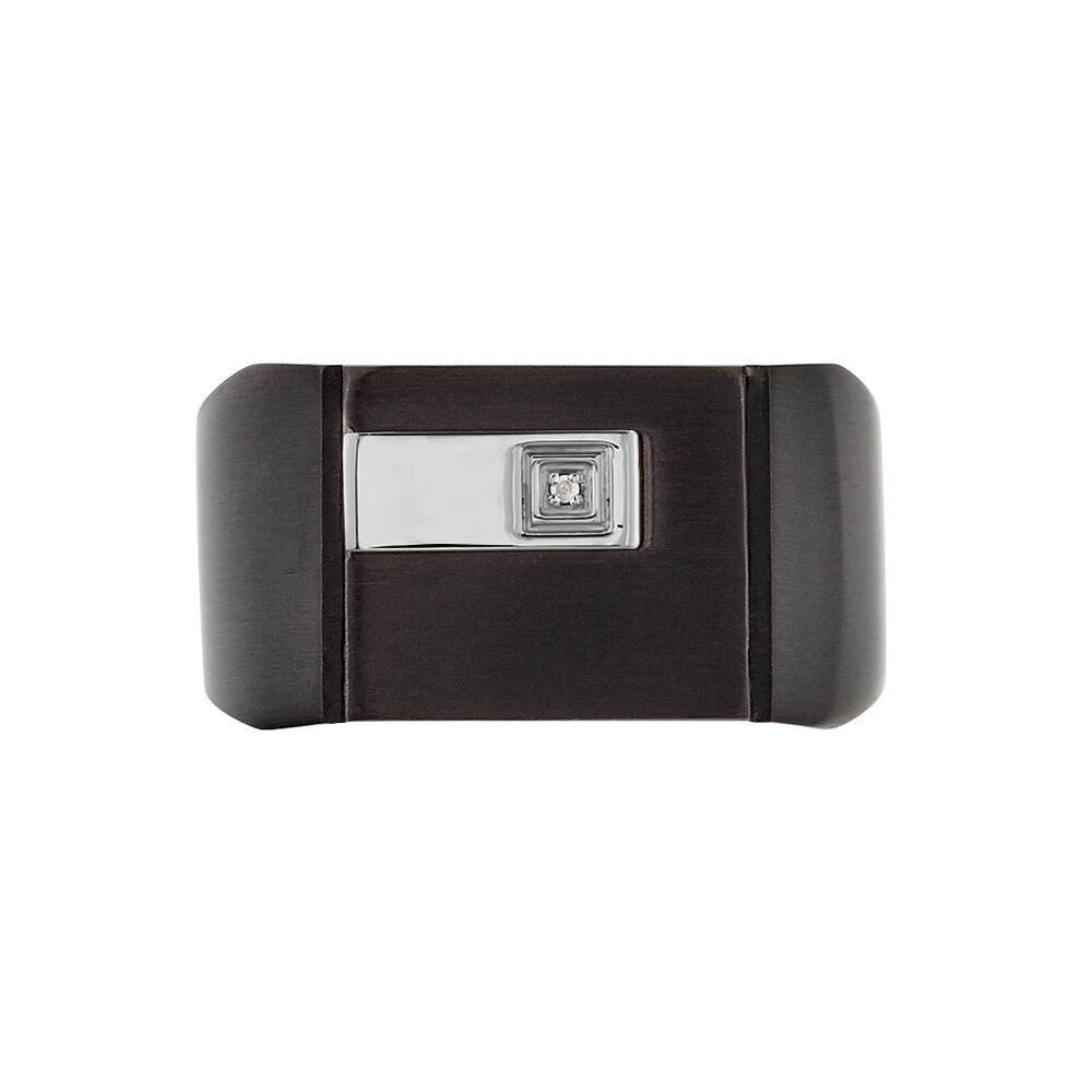 Chevalière Meghan Acier Noir Diamant - Bijoux fantaisie Homme | Marc Orian