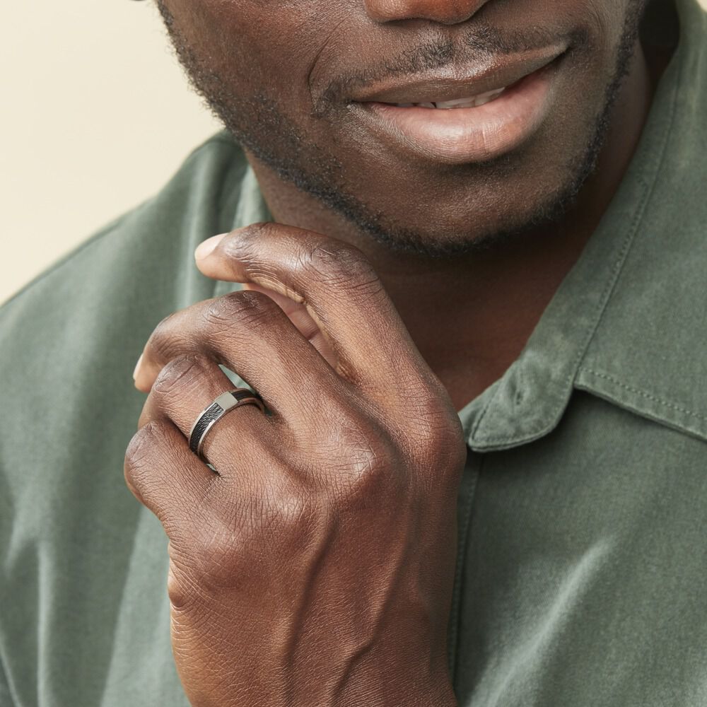 Bague Gaetane Acier Blanc - Bagues Homme | Marc Orian