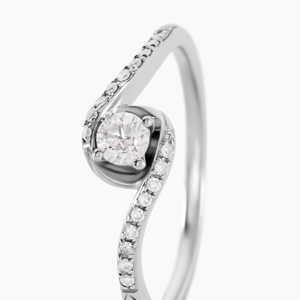 Bague Vrille Accompagnee Or Blanc Diamant - Parures de mariage Femme | Marc Orian