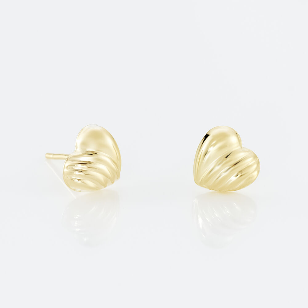 Boucles D'oreilles Puces Anne-maudae C&oelig;urs Or Jaune - Puces Femme | Marc Orian