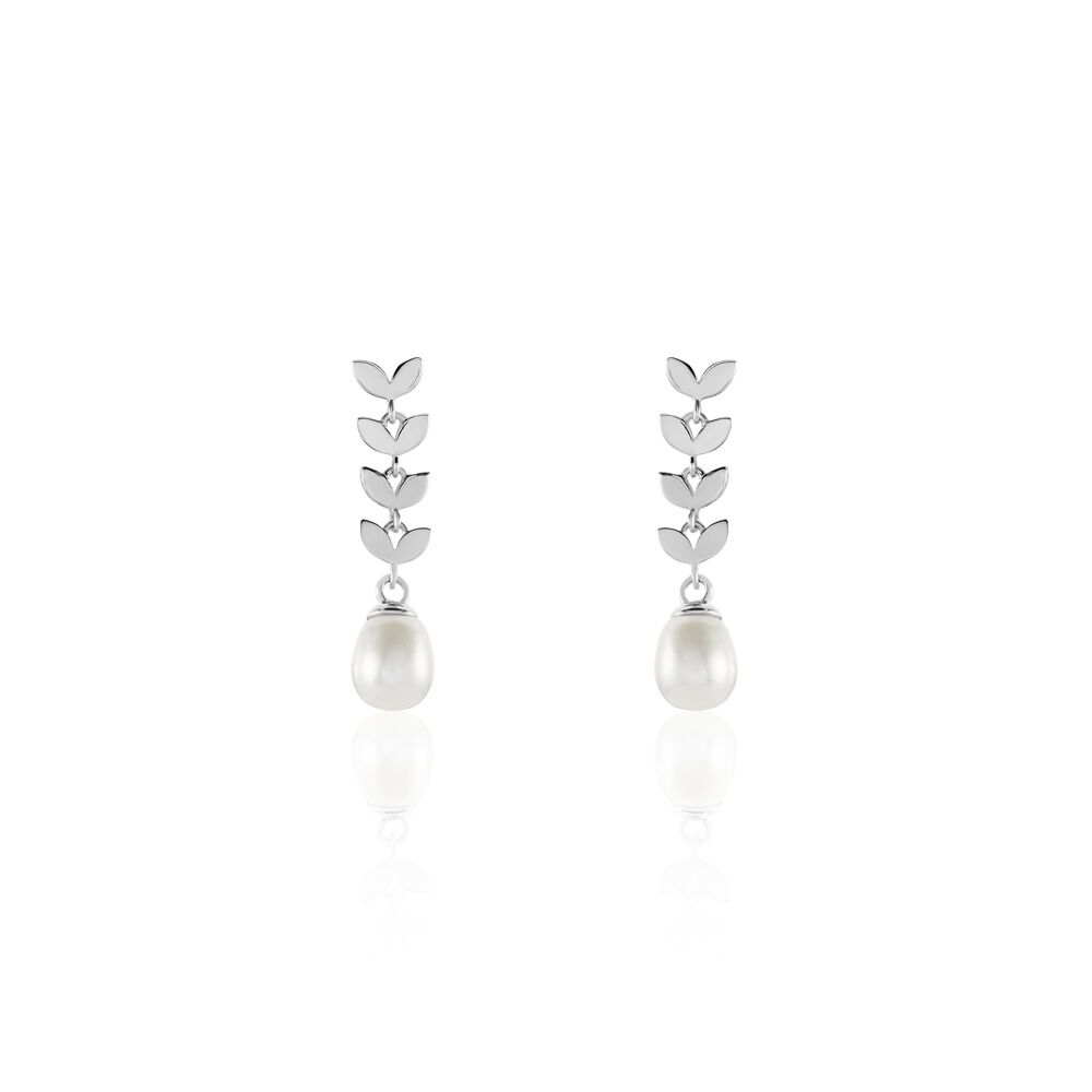 Boucles D'oreilles Pendantes Giacobbe Argent Blanc Perle De Culture -  Femme | Marc Orian